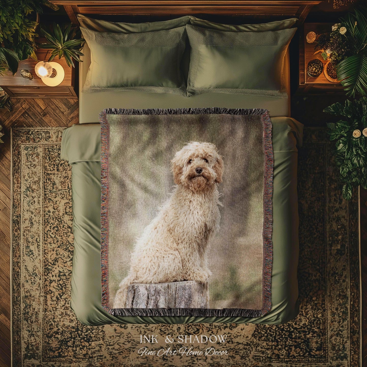 Custom Dog Tapestry from Photo | Personalized Pet Portrait Woven Wall Hanging Throw Blanket | Memorial Keepsake Heirloom Animal Lover Gift