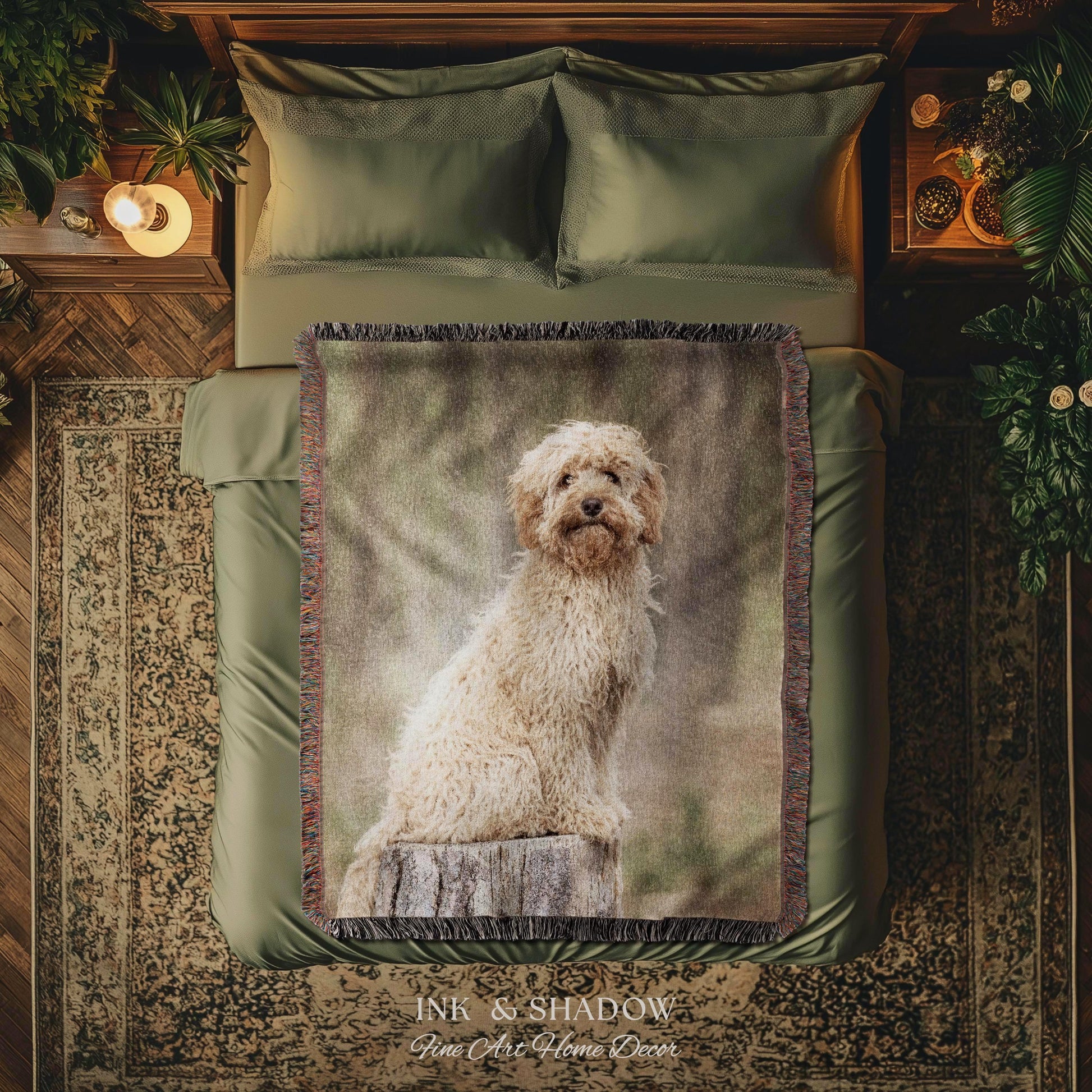 Custom Dog Tapestry from Photo | Personalized Pet Portrait Woven Wall Hanging Throw Blanket | Memorial Keepsake Heirloom Animal Lover Gift